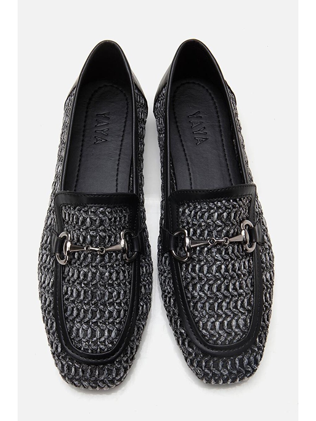 Kadın Siyah Hasır Detaylı Tokalı Loafer-6