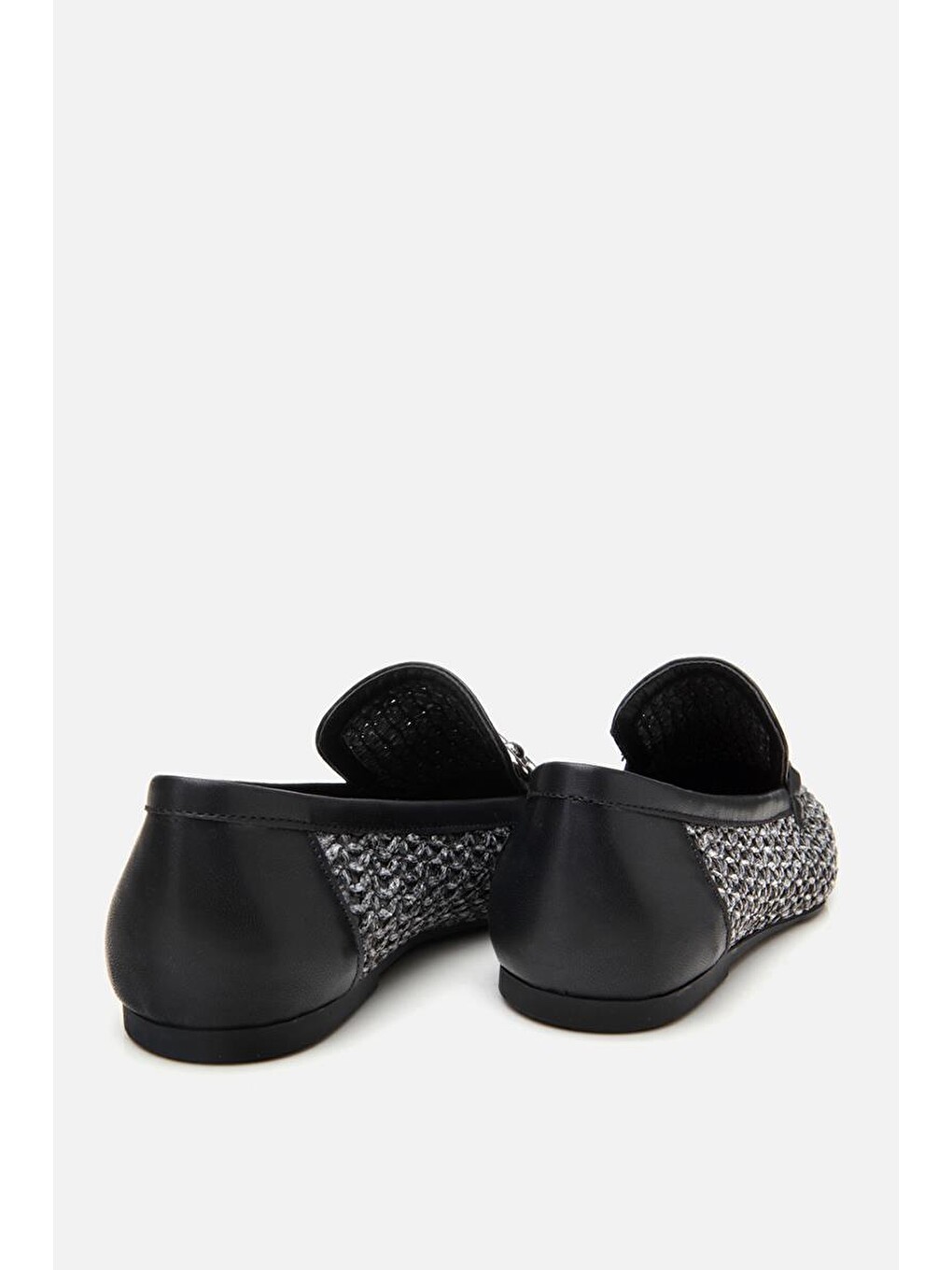Kadın Siyah Hasır Detaylı Tokalı Loafer-7