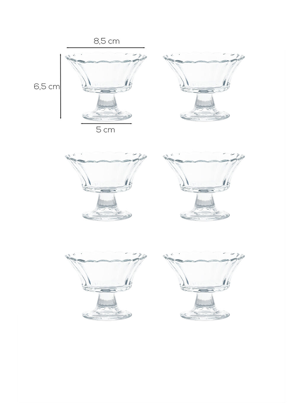 Renksiz RYG3005 Manolya Ayaklı Cam Kase Tatlı Ve Dondurma Lokumluk Şekerlik Çerez Kasesi 6,5x8,5Cm-3