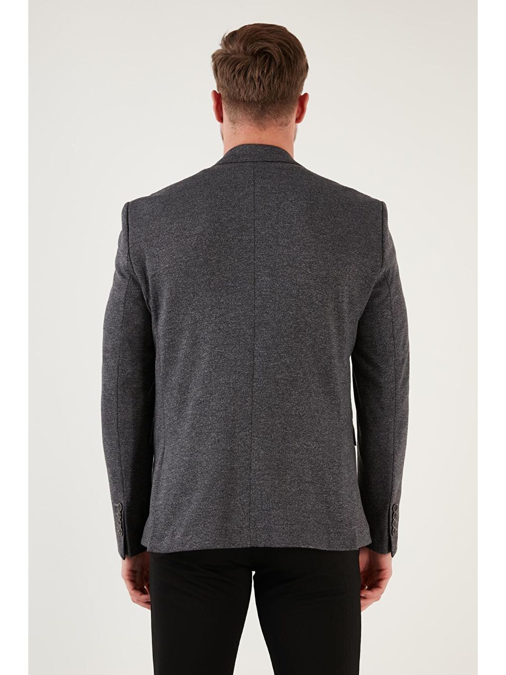 Siyah Slim Fit 6 Drop Çift Yırtmaçlı Blazer Erkek Ceket SAVUE-4