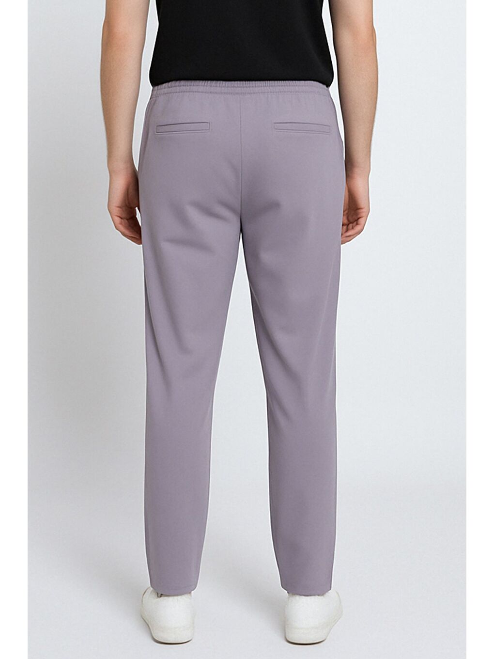 Gri Erkek Bel Bağcıklı Fermuarlı Düz Paça Jogger Pantolon-1