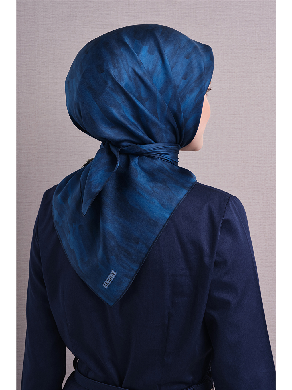 Lacivert Saf İpek Twill Eşarp 9630d 83-4