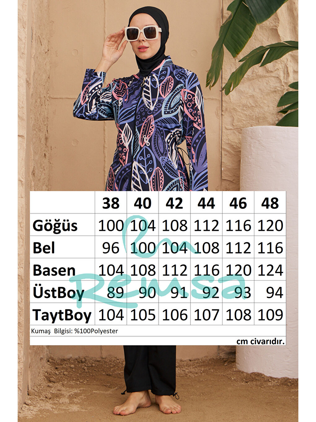 Paraşüt Tam Kapalı Tesettür Mayo Desenli Dokuma 2224-667 Siyah01-4