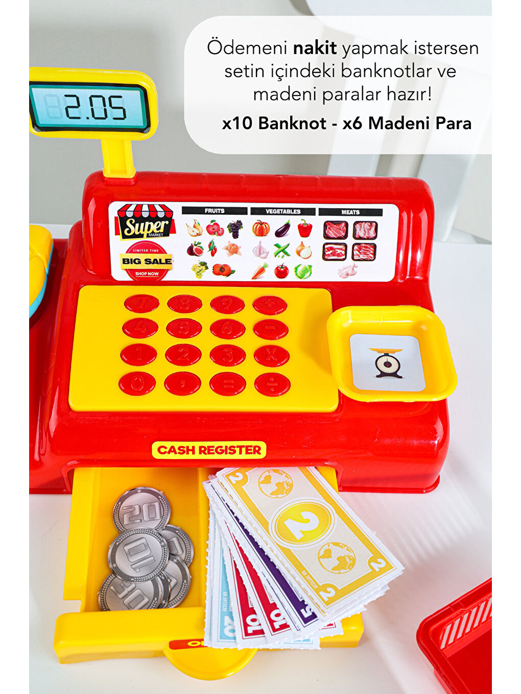 40 Parça Yazar Kasa Alışveriş Seti - Aksesuarlı Market Seti Eğitici Öğretici Oyuncak-3