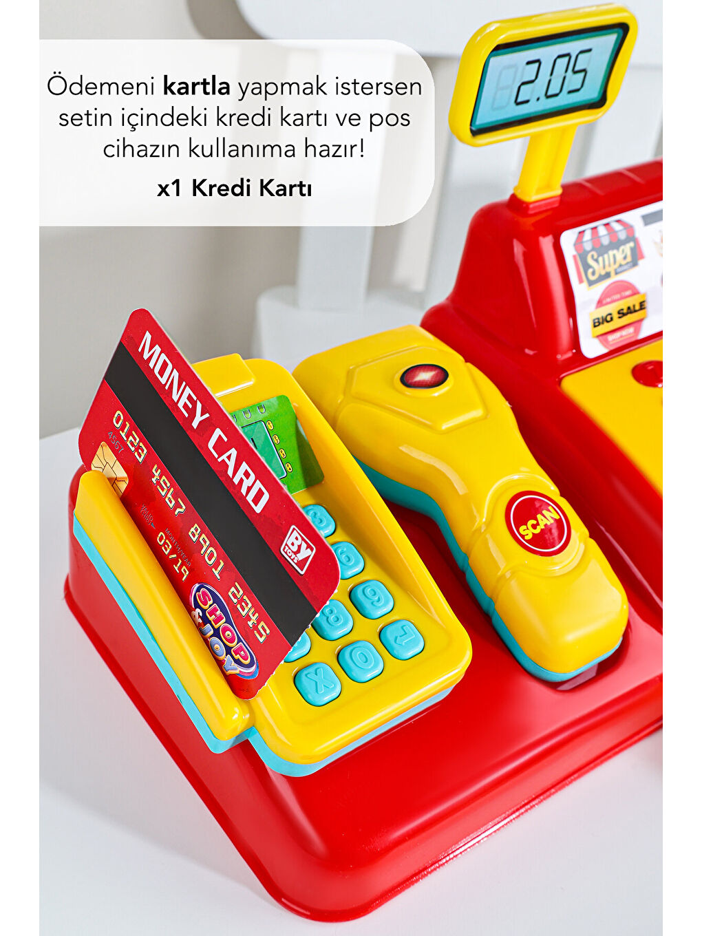 40 Parça Yazar Kasa Alışveriş Seti - Aksesuarlı Market Seti Eğitici Öğretici Oyuncak-4