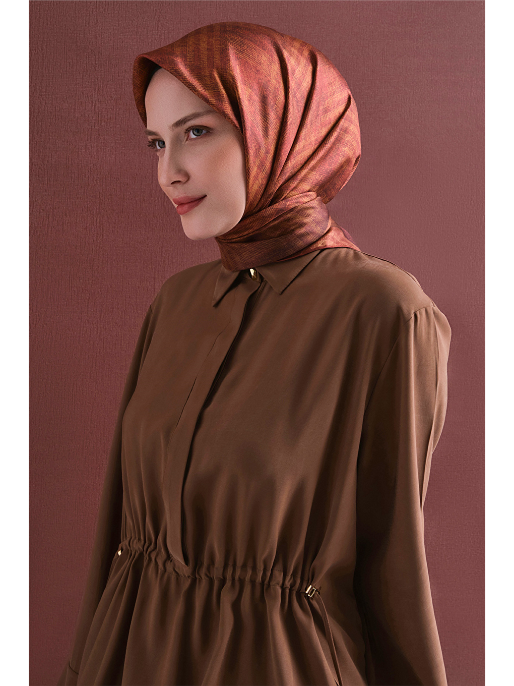 Kahverengi Saf İpek Twill Eşarp 9628d 02-2