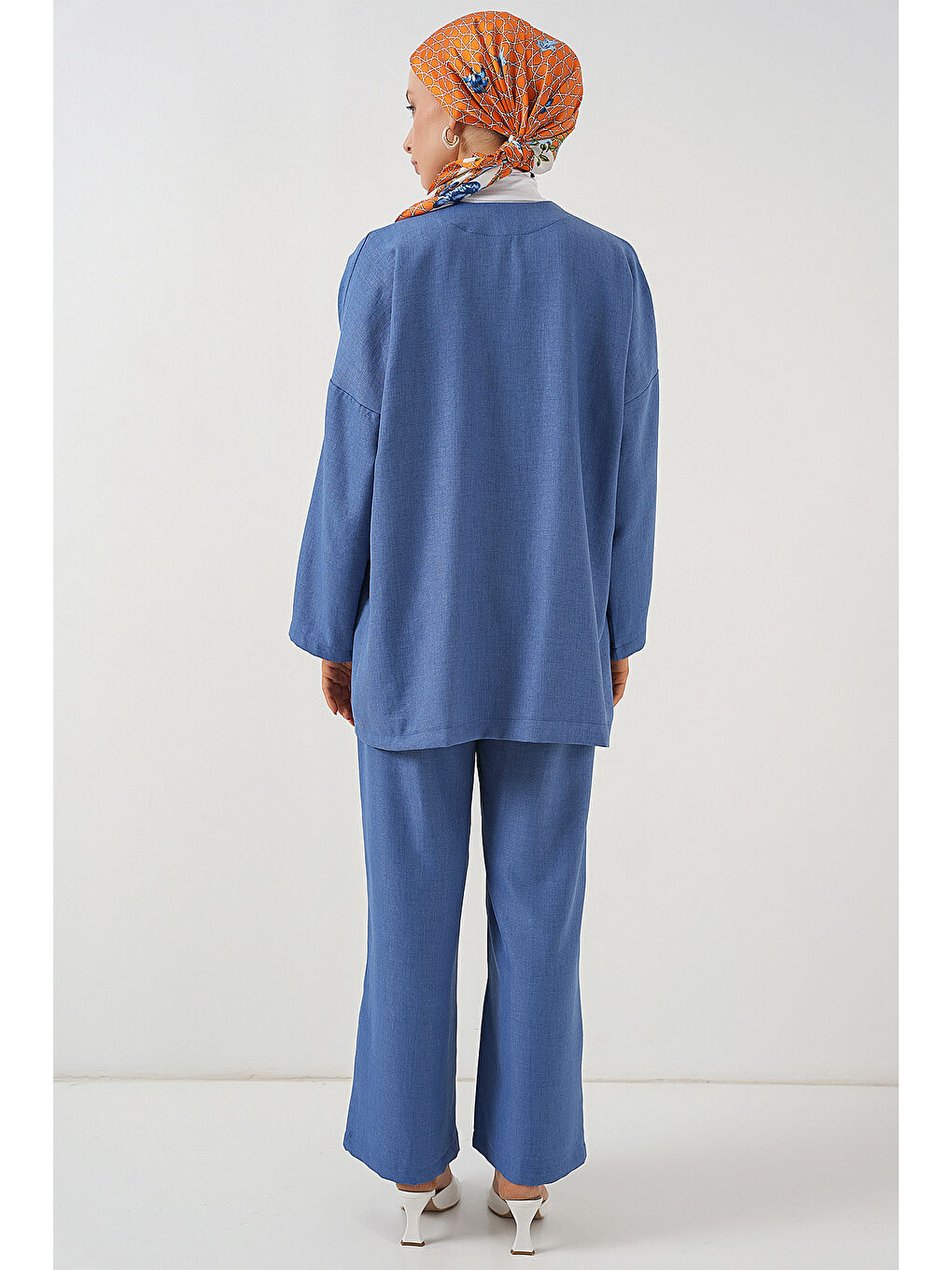 Kadın Keten Kimono İkili Takım 6727 - İndigo-5