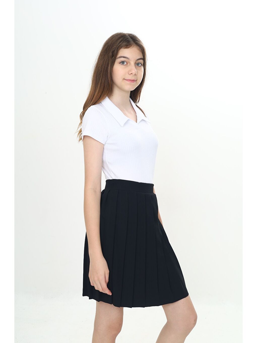 Siyah Kız Çocuk Piliseli Okul Etek-6