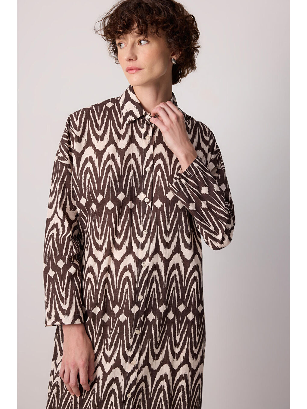 Siyah Pamuklu Gömlek Elbise-1