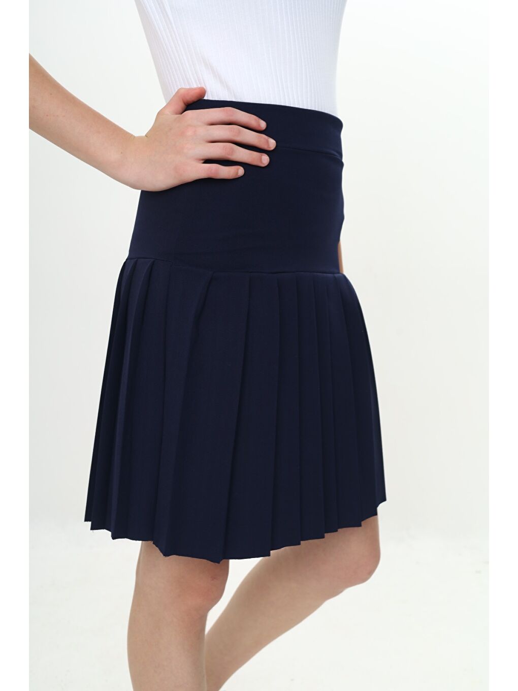 Lacivert Kız Çocuk Yarı Piliseli Okul Etek-3