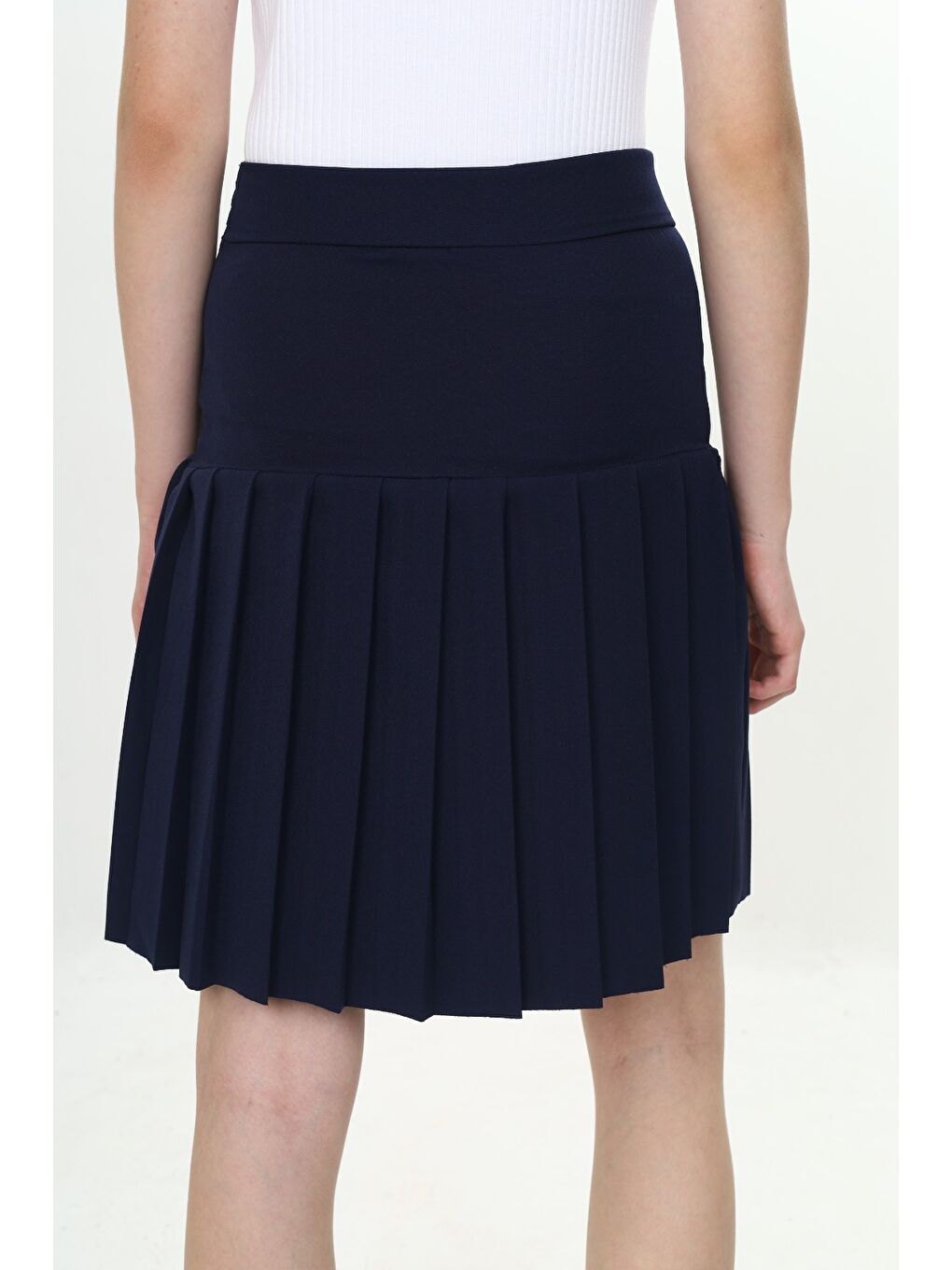 Lacivert Kız Çocuk Yarı Piliseli Okul Etek-4