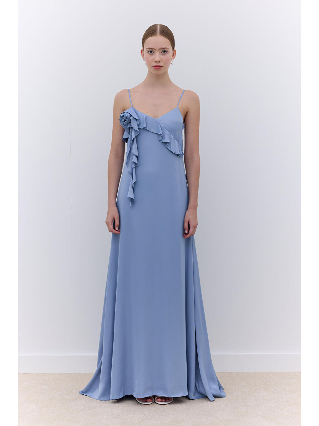 Rosalie Askılı Abiye Elbise Mavi-1