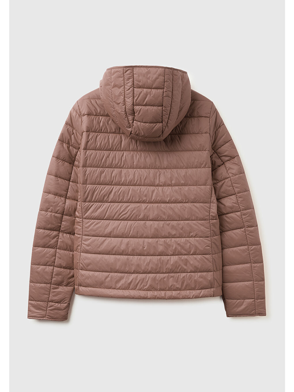 Bej Kadın Vizon Polyester Dolgulu Feramuarlı Kapüşonlu Slim Fit Puffer Mont-1