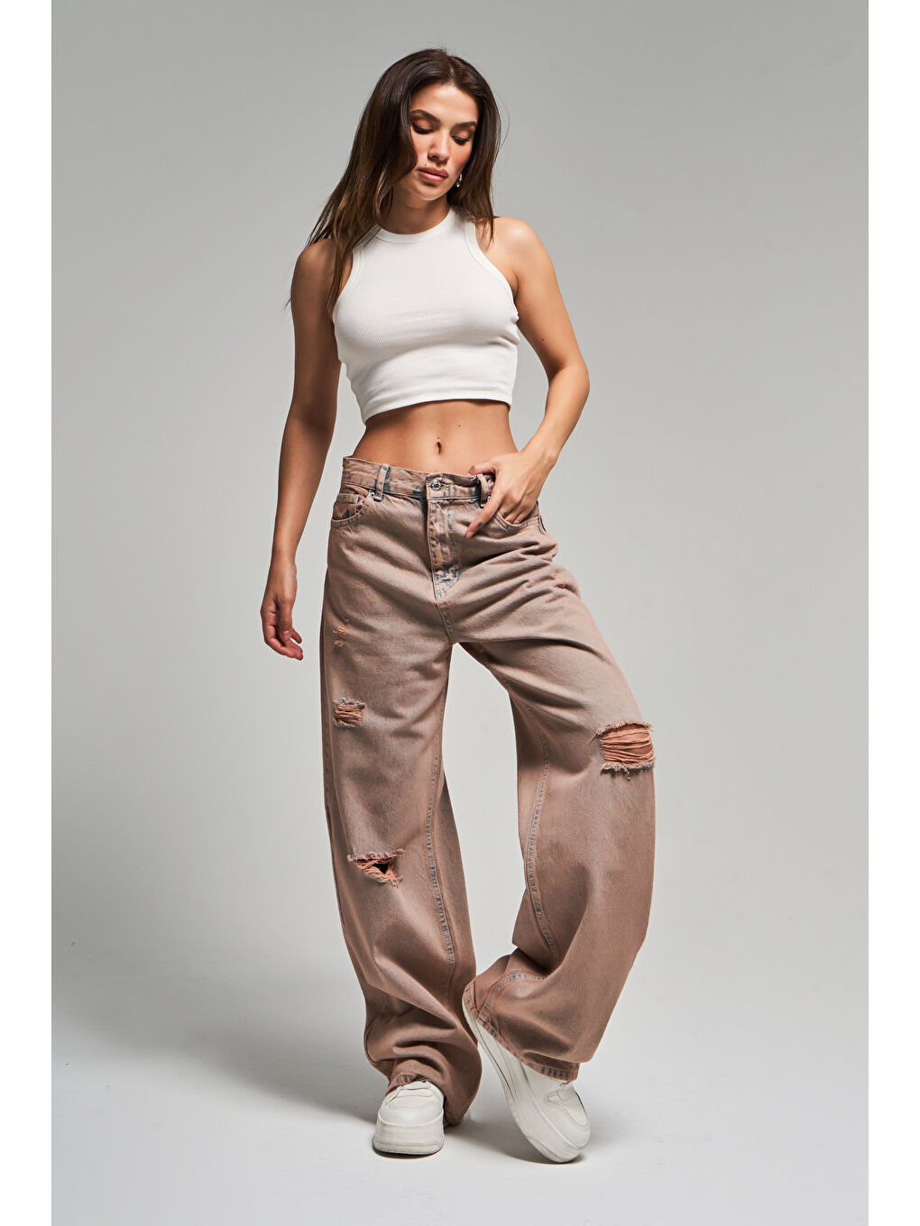 Mavi Kadın T.Kot Rengi 11S5-102 Loose Midrise Skater Fit Yırtık Detaylı %100 Pamuk Denim Jean