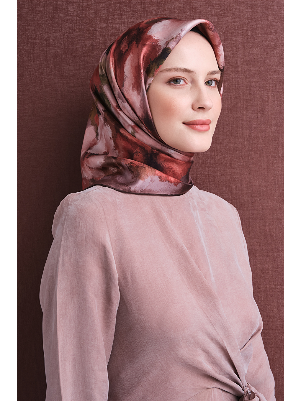 Pembe Saf İpek Twill Eşarp 9613d 33-2