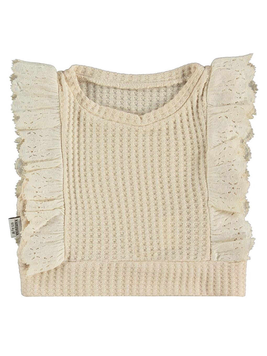 Ekru Fırfır Süeterli 3 Lü Jean 6-18 Ay Takım - Bej 6-9 Ay-3