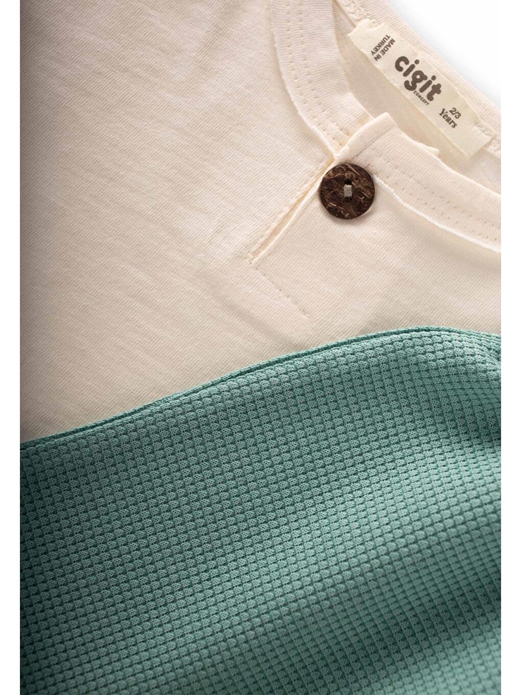 Bej Basic Waffle Kaprili Takım 2-7 Yaş Kum-2