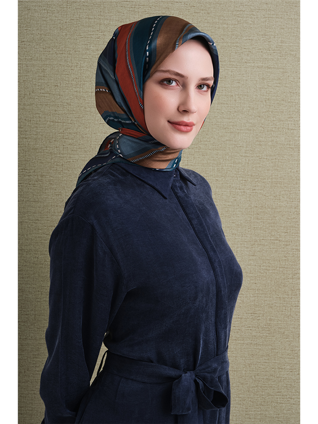 İndigo Saf İpek Twill Eşarp 9621d 87-1