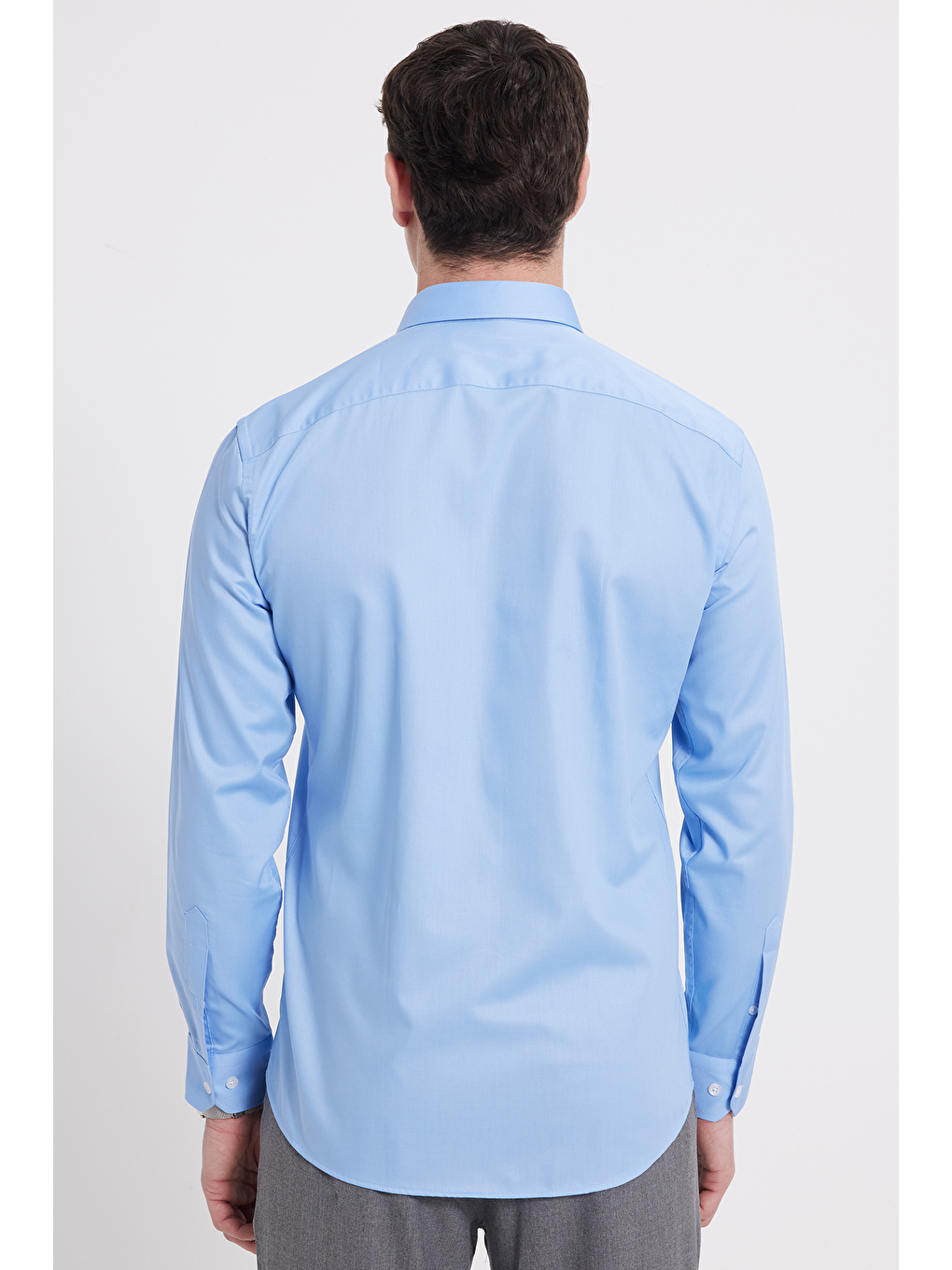 Erkek Slim Fit Non-Iron Pamuklu Doğa Dostu Ekoteks Belgeli Ütü Gerektirmez Açık Mavi Gömlek-5