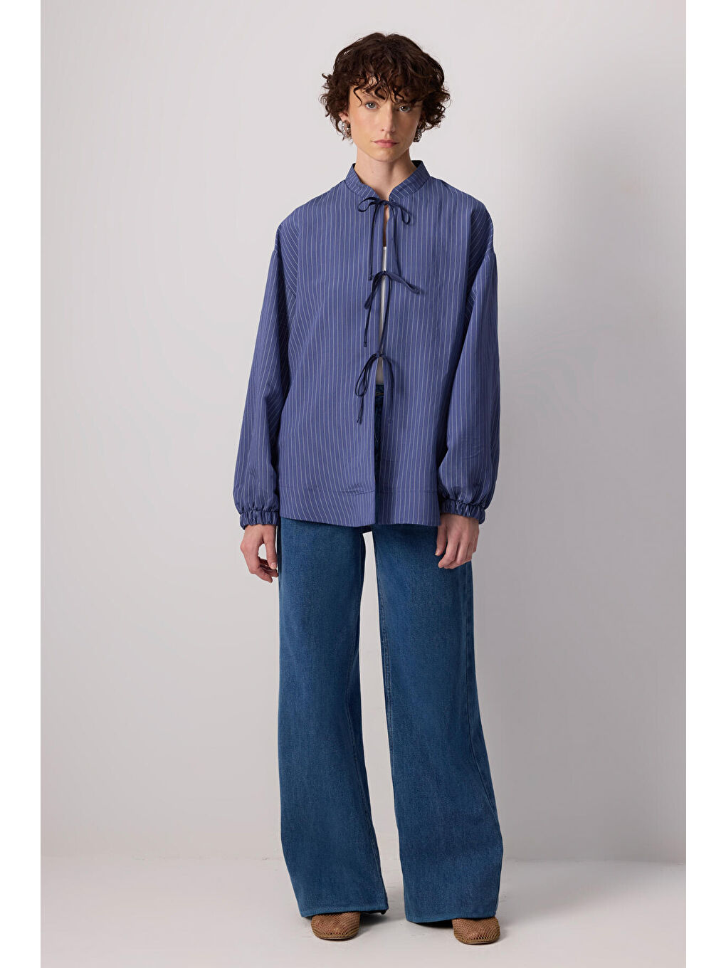 Lacivert Çizgili Bomber Ceket-1