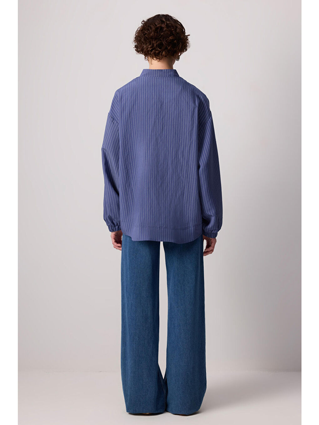 Lacivert Çizgili Bomber Ceket-4