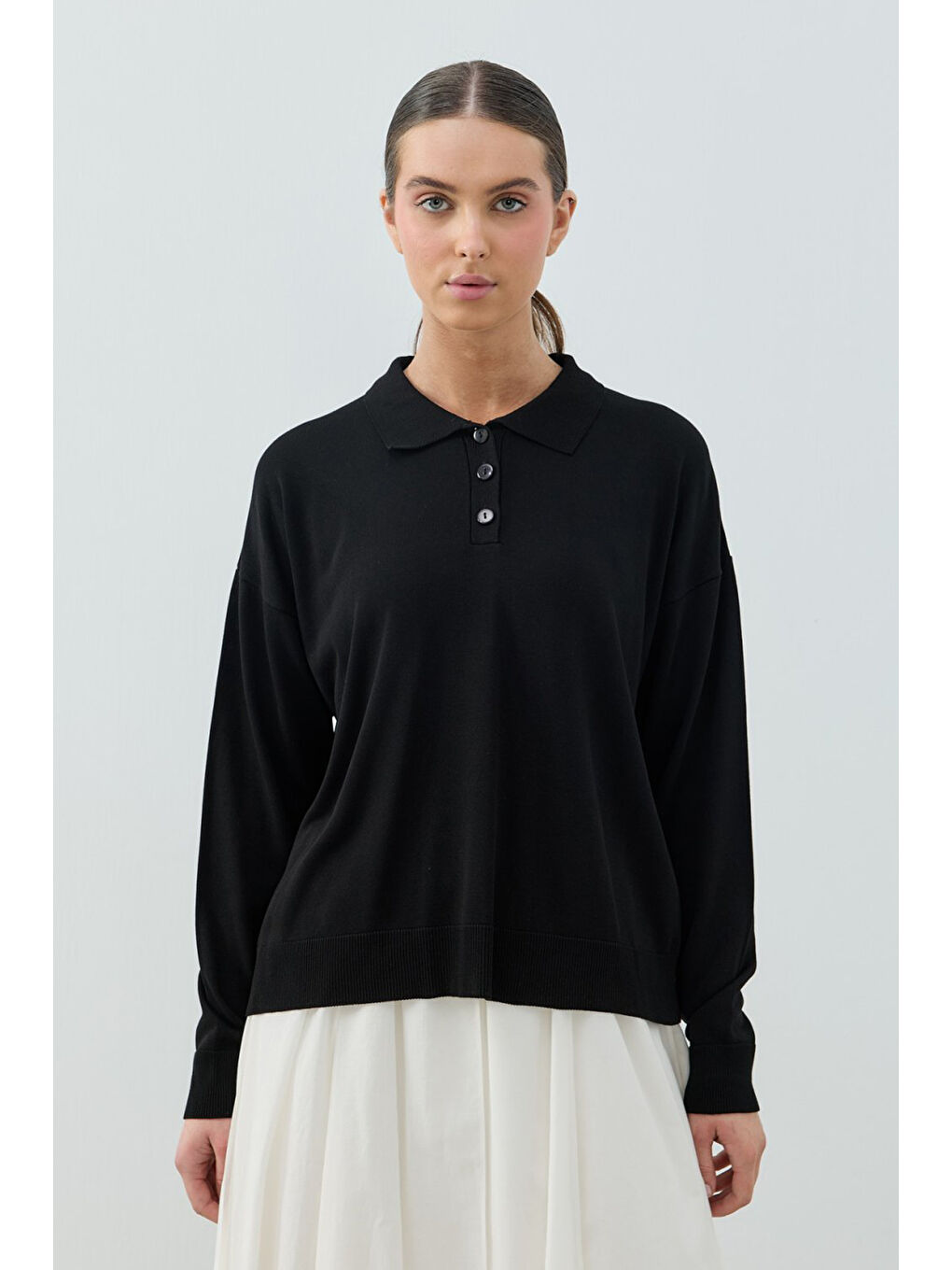 Polo Yaka Basic Triko Kazak 1790 Siyah