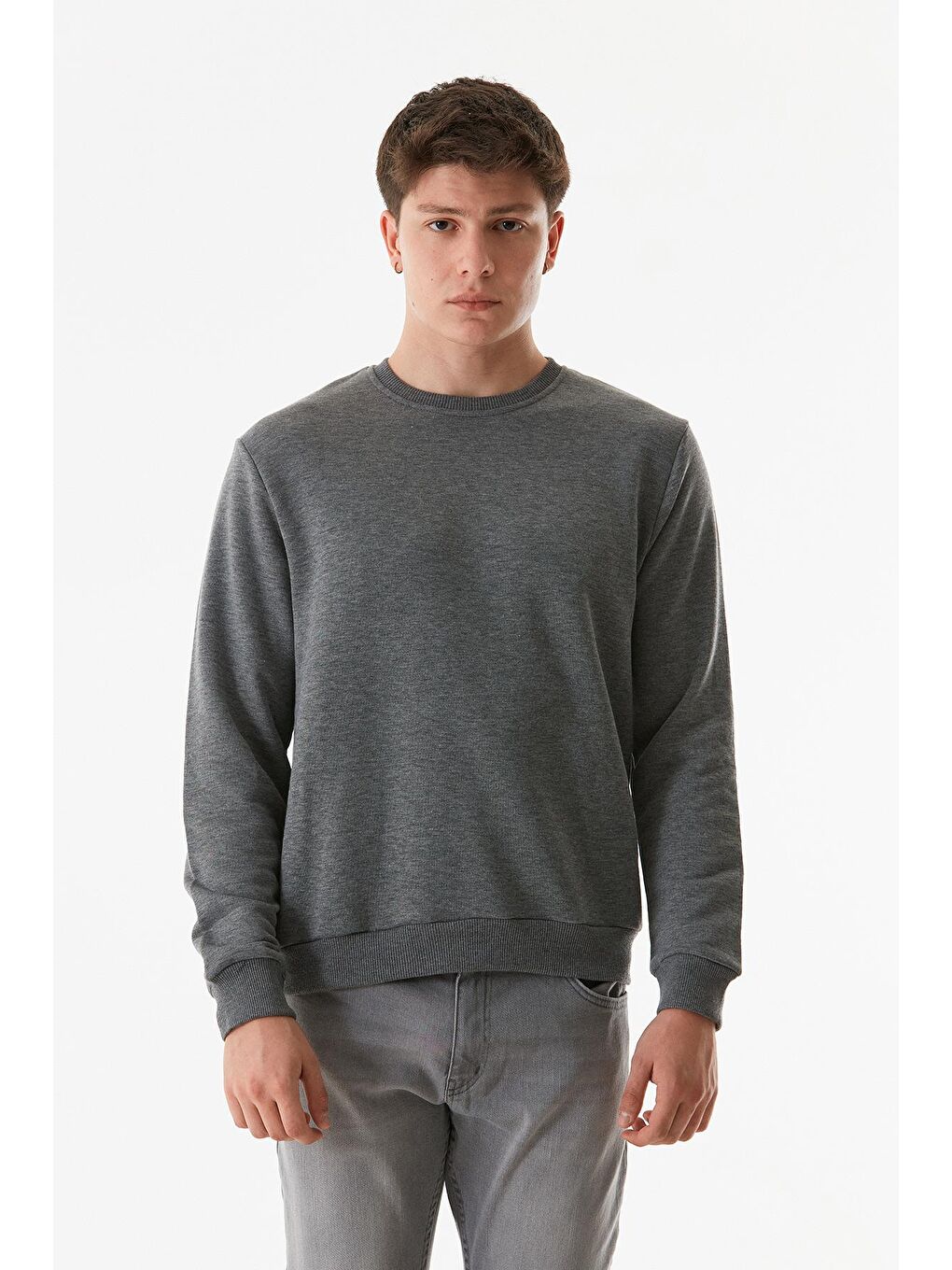 Fullamoda Füme Basic Bisiklet Yaka Sweatshirt