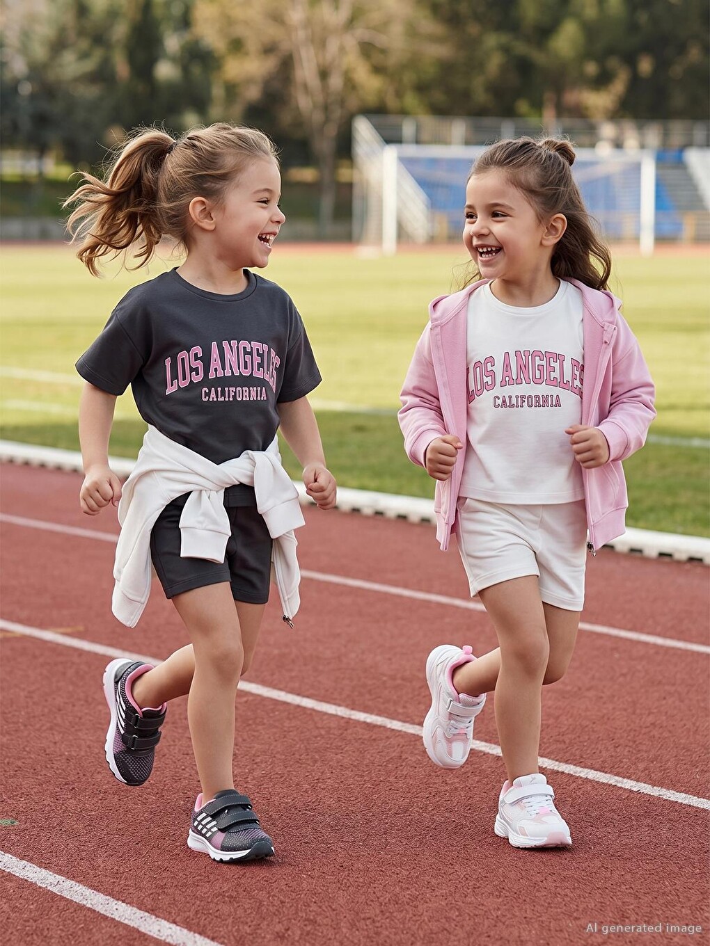 Girls Los Angeles Baskılı Şortlu 2-5 Yaş Takım - Ekru-5