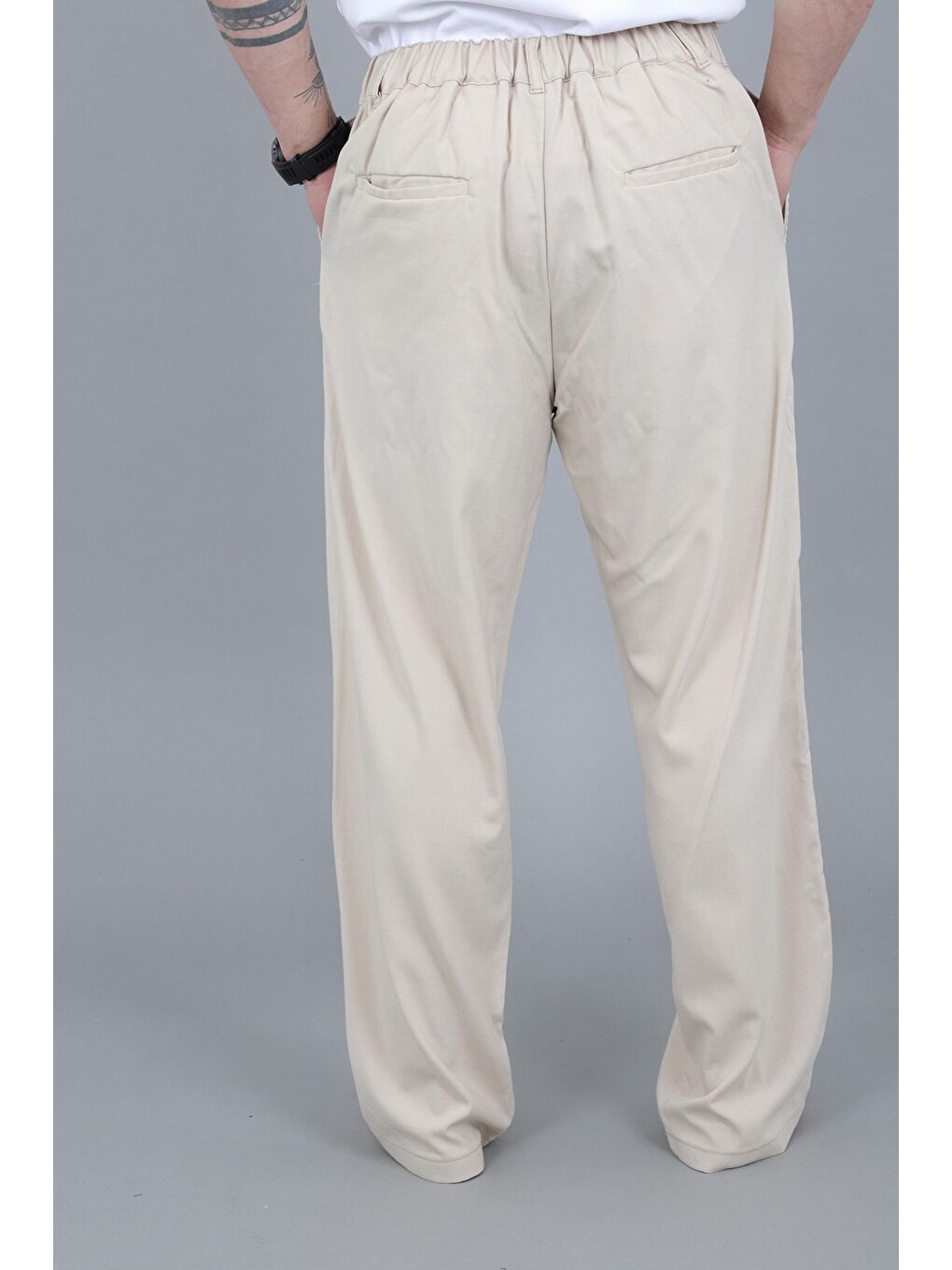 Ekru Baggy Kumaş Pantolon MM 603_0441-5
