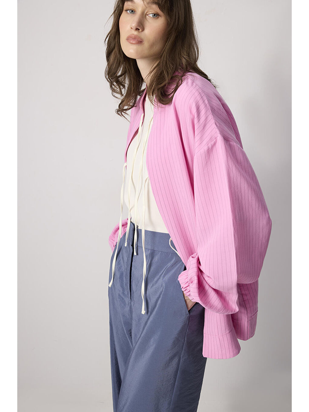 Pembe Çizgili Bomber Ceket-1