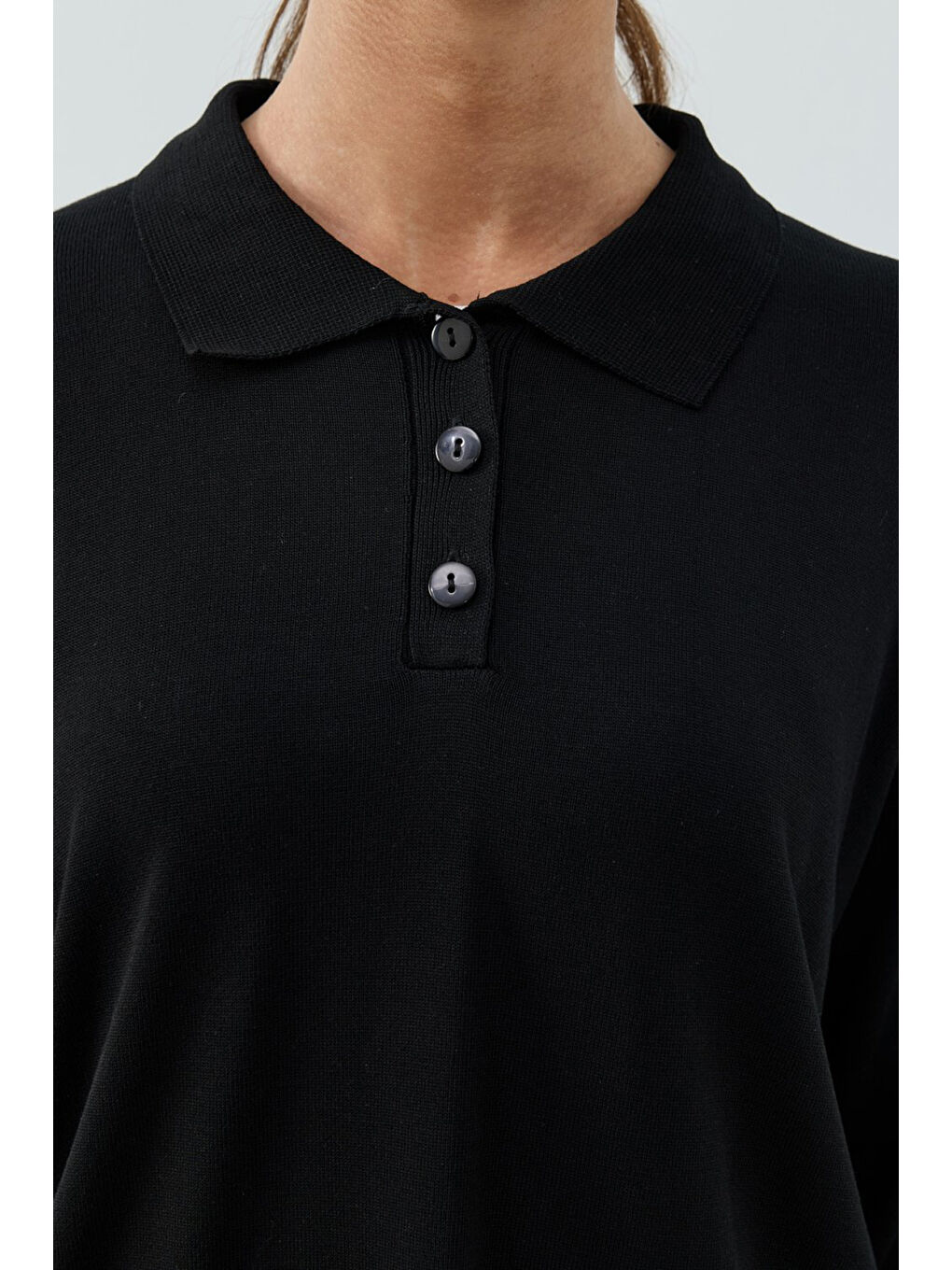 Polo Yaka Basic Triko Kazak 1790 Siyah-1