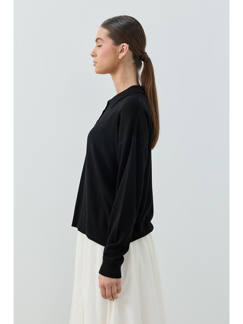 Polo Yaka Basic Triko Kazak 1790 Siyah-2