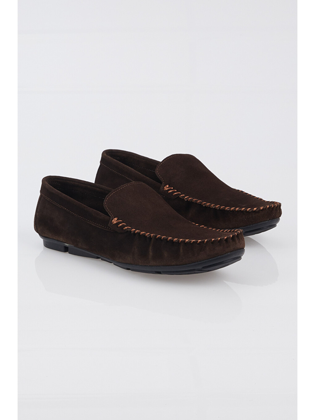 Kahverengi Erkek Kahve Rahat Kalıp Hakiki Deri Süet Loafer-3