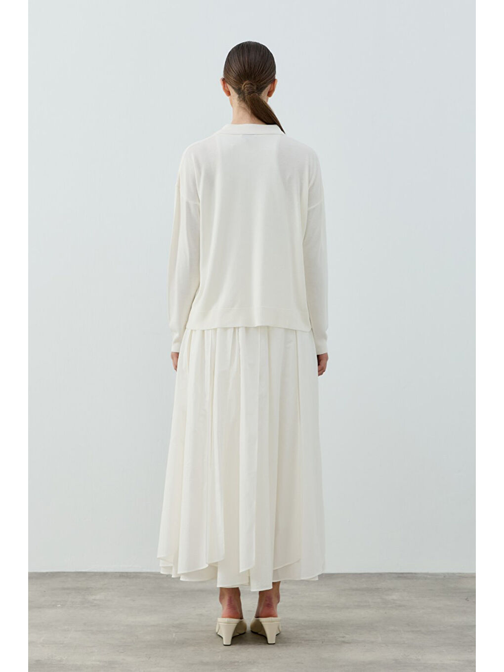 Merwish Polo Yaka Basic Triko Kazak 1790 Beyaz-3