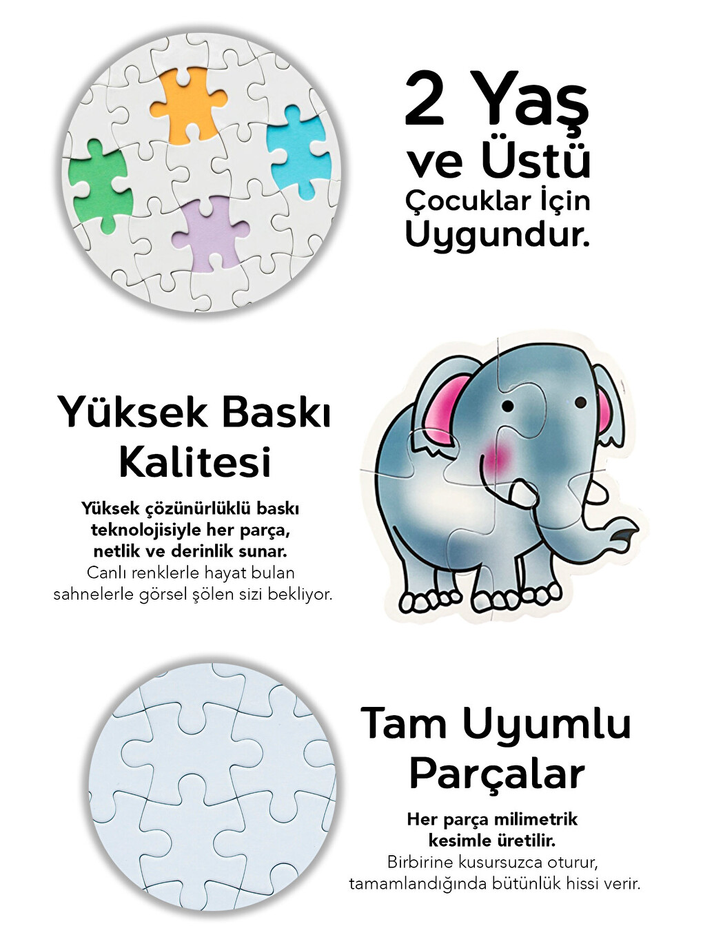 13 Parça Hayvan Figürlü Puzzle Seti - Aslan Fil Zürafa Maymun Şekilli 2-3 Yaş Eğitici Yapboz-2