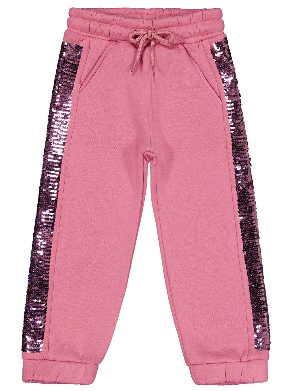 Girls Şerit Pul Nakışlı 2-5 Yaş Eşofman Altı - Pembe