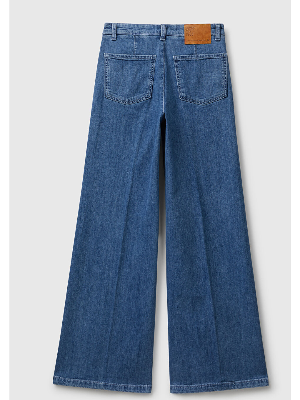 Kadın Açık Mavi Pamuk Karışımlı Cep Detaylı Geniş Paça Denim Pantolon-3