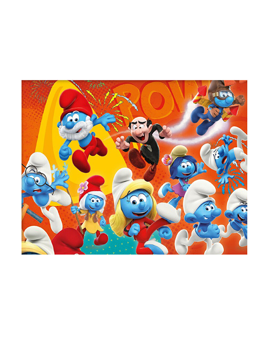 100 Parça Şirinler Puzzle Seti - Çizgi Karakter Figürlü 6-7 Yaş Eğitici Yapboz Seti 34x24 cm-1