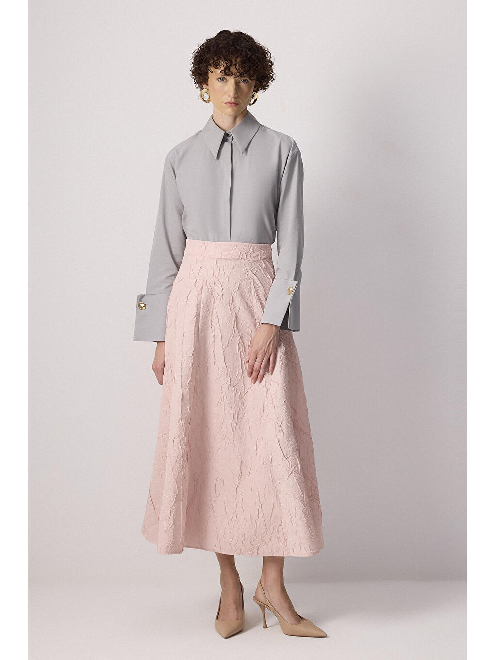 Pembe Jakarlı A Kesim Etek