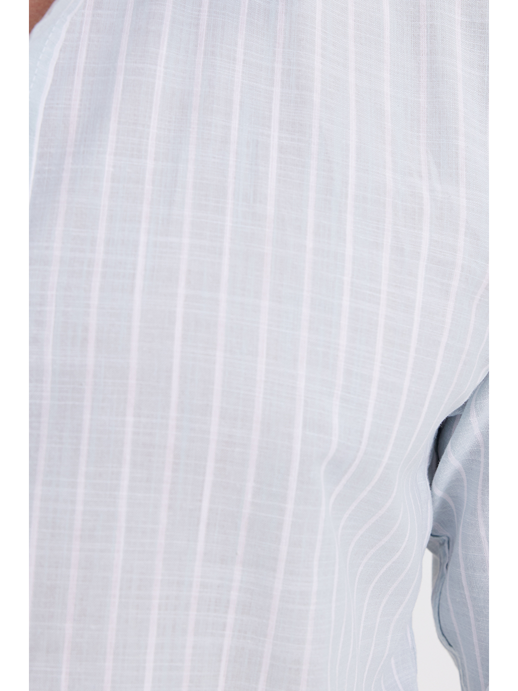 Yeşil Erkek Slim Fit Dar Kesim Uzun Kollu %100 Pamuk Keten Doku Çizgili Gömlek-4