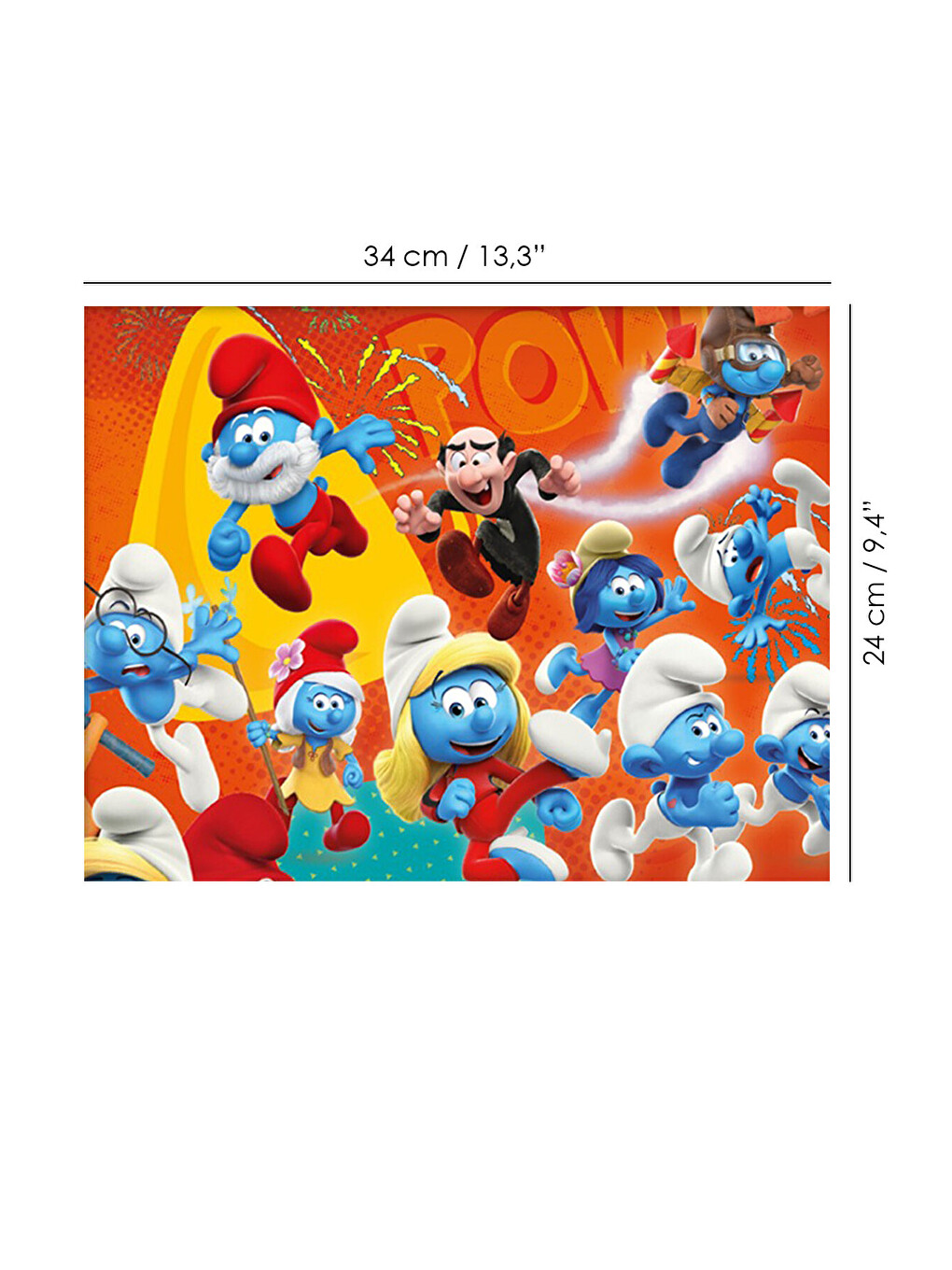 100 Parça Şirinler Puzzle Seti - Çizgi Karakter Figürlü 6-7 Yaş Eğitici Yapboz Seti 34x24 cm-3