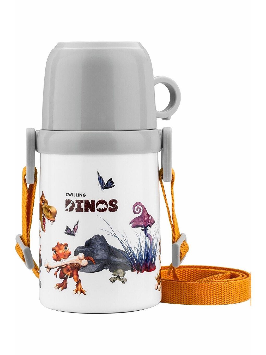 Zwilling Gri-Beyaz Dinos Matara Bardaklı Thermo Paslanmaz Çelik 380 ml