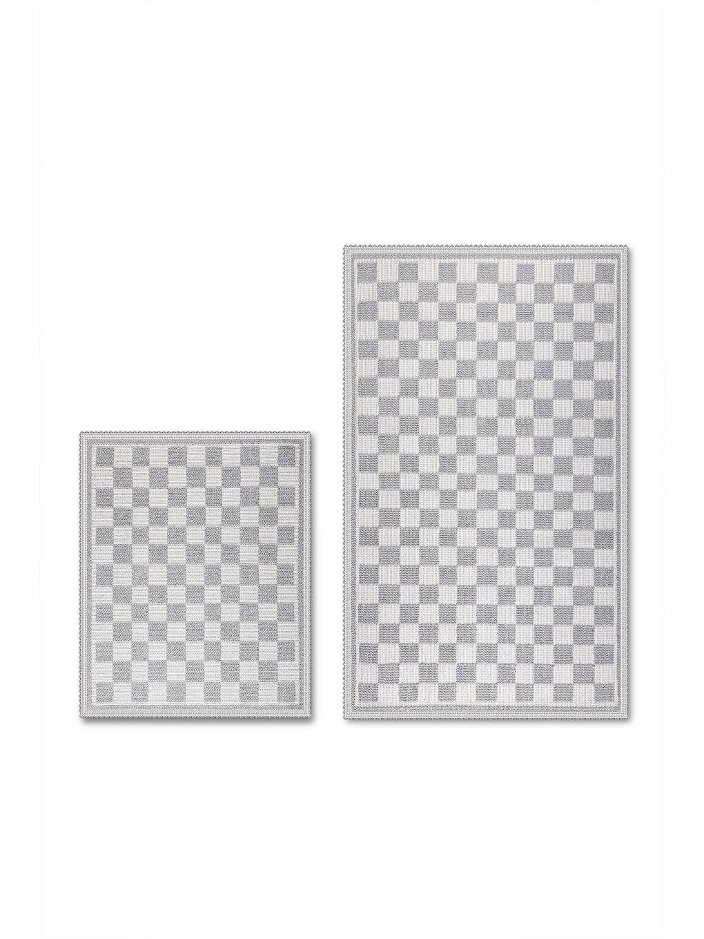 Gri Puantiye Doğal Pamuklu 2'li Banyo Paspas Seti 60X100+50X60 CM - GRİ