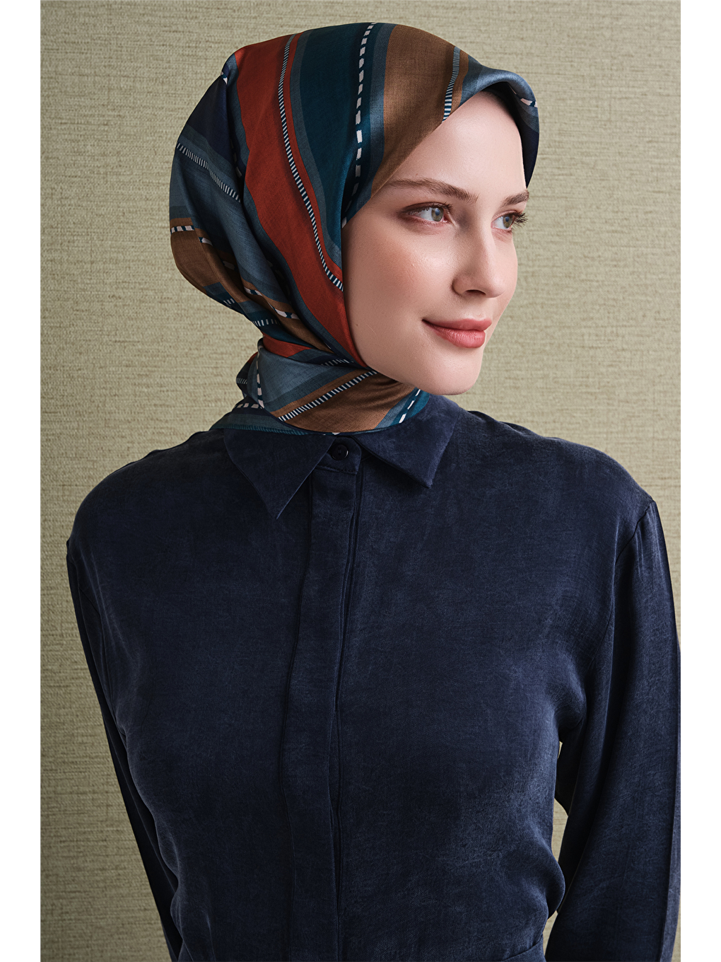 İndigo Saf İpek Twill Eşarp 9621d 87-2