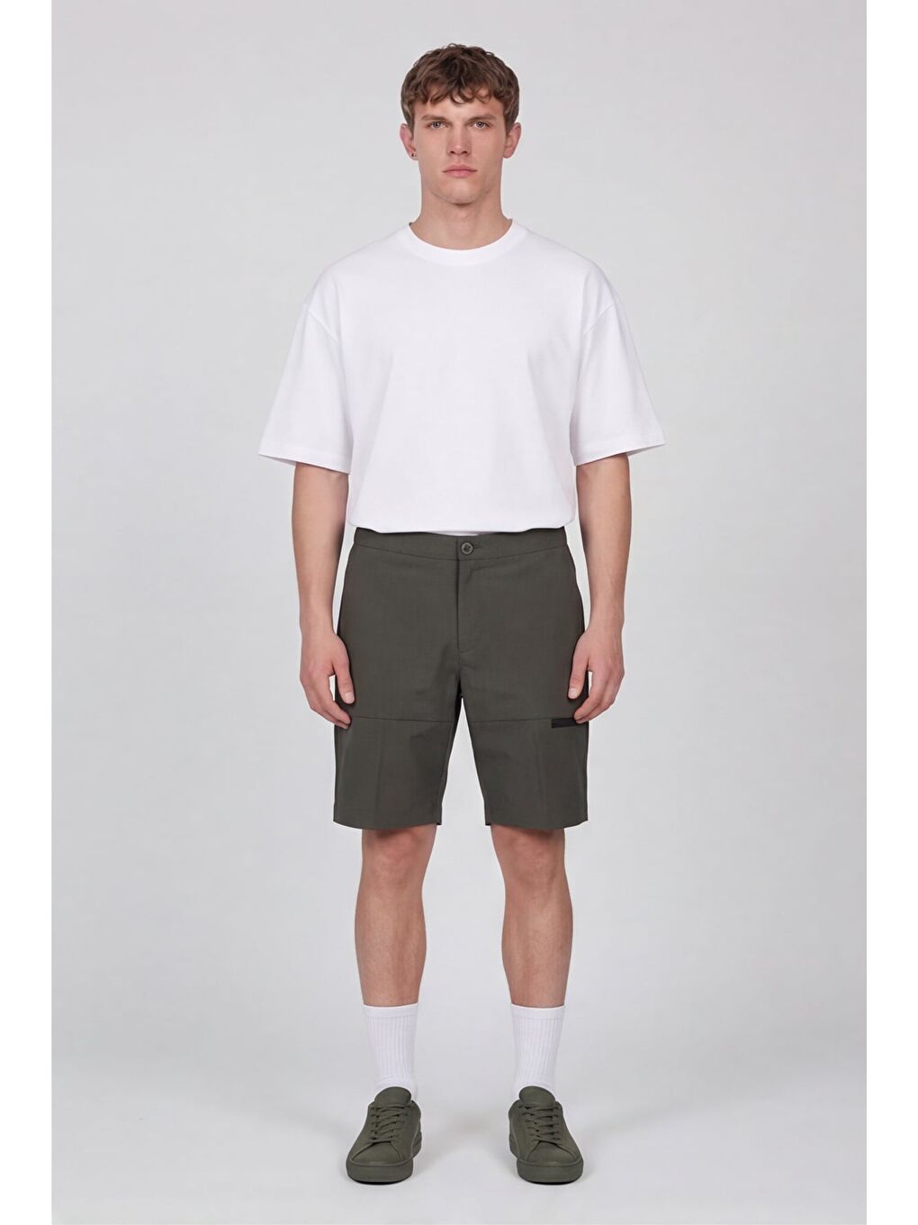 Haki Bermuda Erkek Şort-1