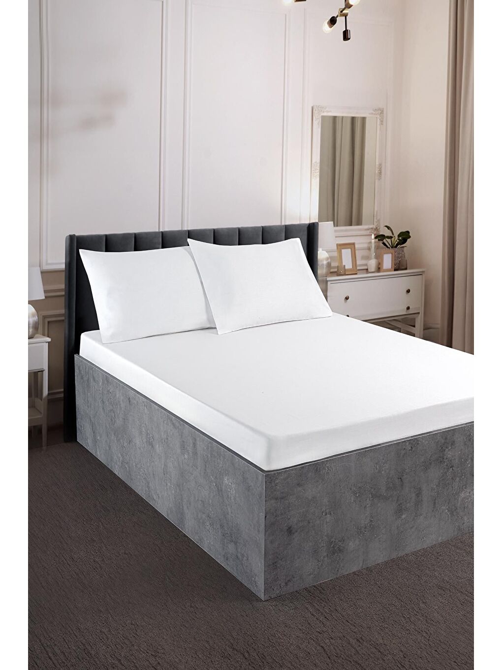 Beyaz İkaros Serisi King Size Çarşaf Takımı 57 Tel %100 Pamuk BEYAZ/DUZ,SADE