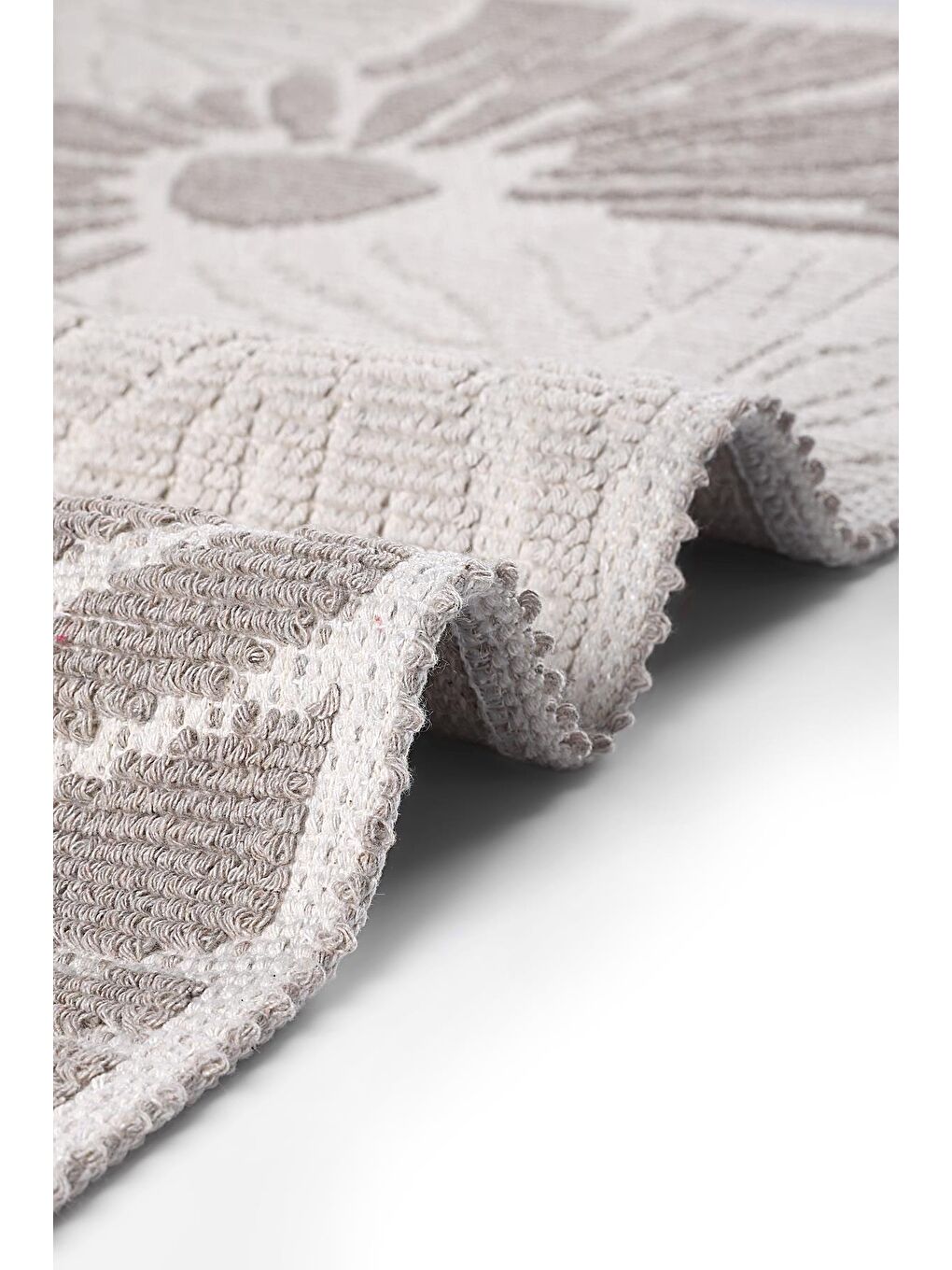 Bej Angers Doğal Pamuklu 2'li Banyo Paspas Seti 60x100+50x60 Cm - Taş-3