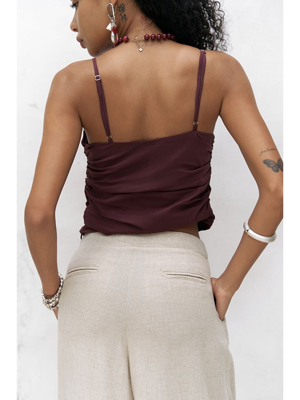 Tia Gül Detay Bordo Crop-5