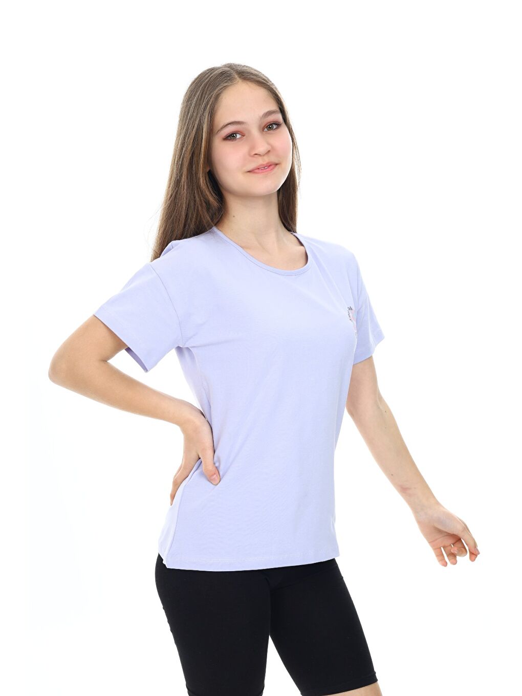 Mavi Kız Çocuk Baskılı Tişört-1