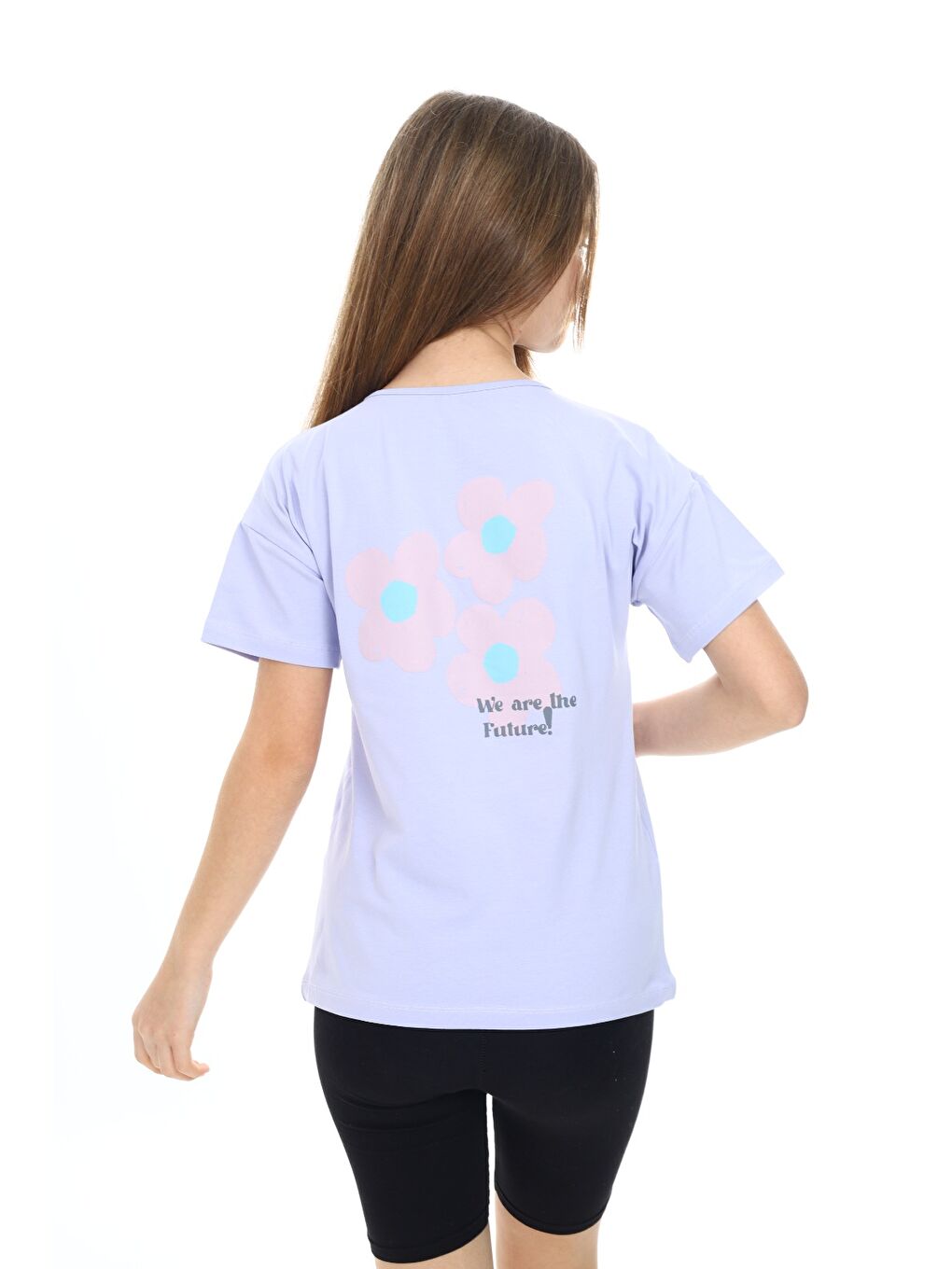 Mavi Kız Çocuk Baskılı Tişört-2